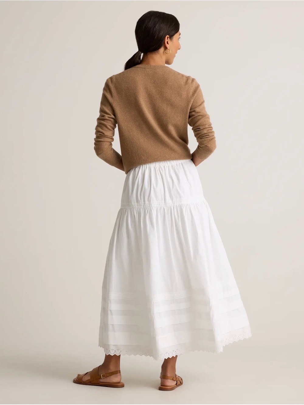 100% Organic Cotton Poplin Pintuck Maxi Skirt - Picture 2 of 3